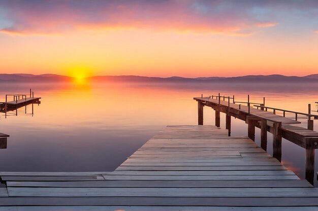 Sunrise Jetty Lake gegenereerd door ai