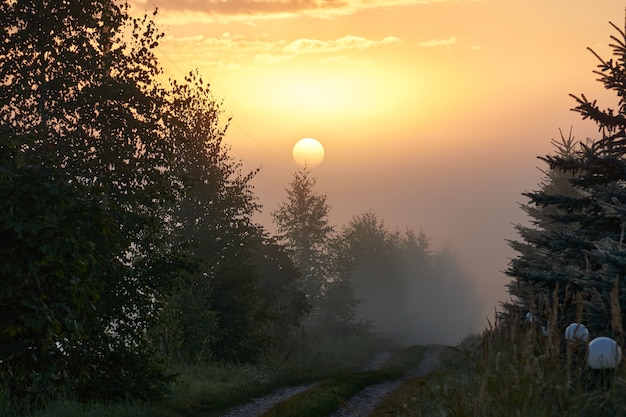 Sunrise over the lake. Fishing on the lake. August 2021.