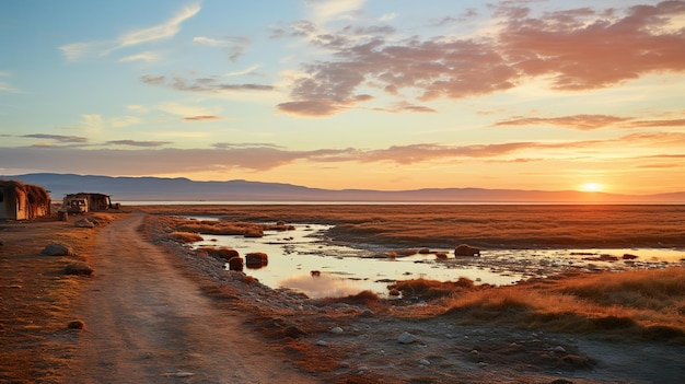 sunrise landscape HD 8K wallpaper Stock Photographic Image
