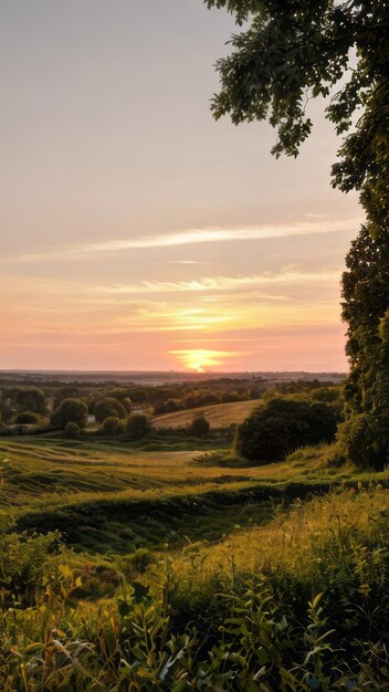 sunrise landscape photo of a field with trees