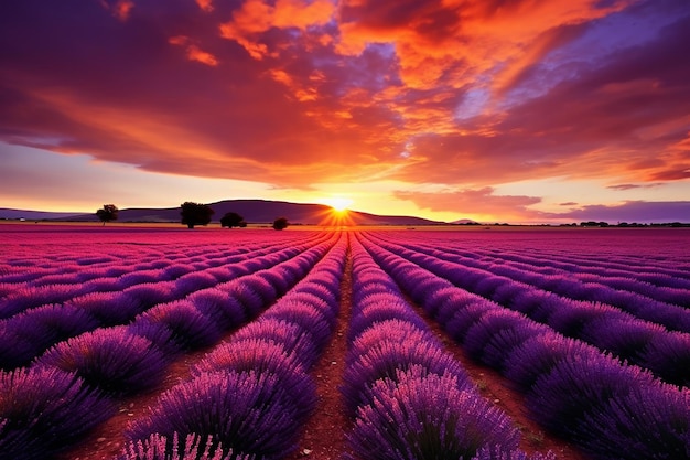 Sunrise Lavender Fields Nature Wallpaper