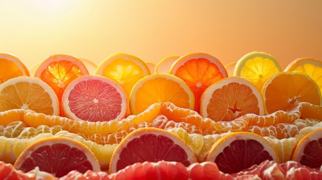 Sunrise made of citrus slices rising over a cheesecake horizon