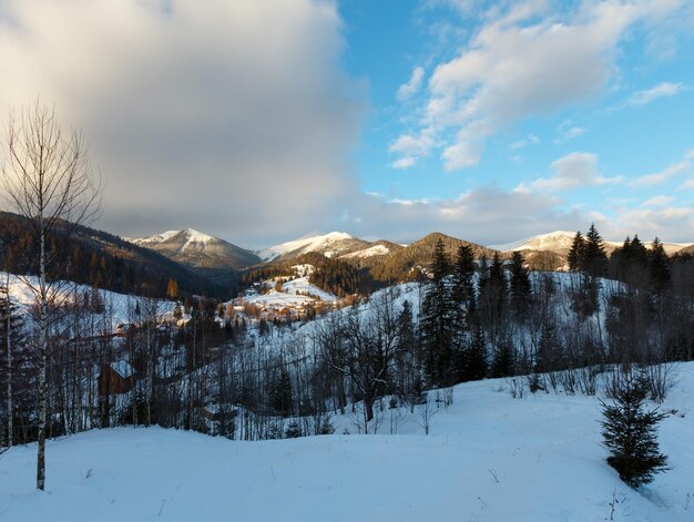 Sunrise morning winter mountain ridge