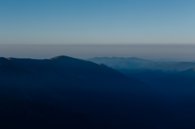 Sunrise,  mountain landscape in the Carpathian Mountains, Fagaras, Romania,outdoors