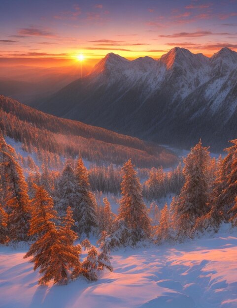 Photo sunrise in the mountain