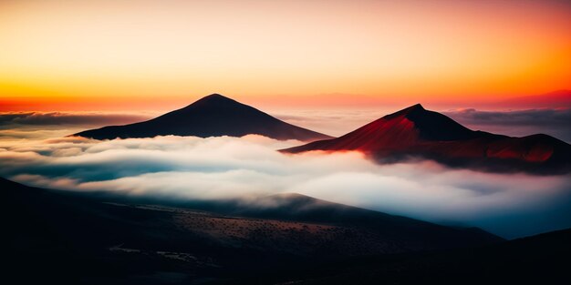 Sunrise over the mountains in iceland