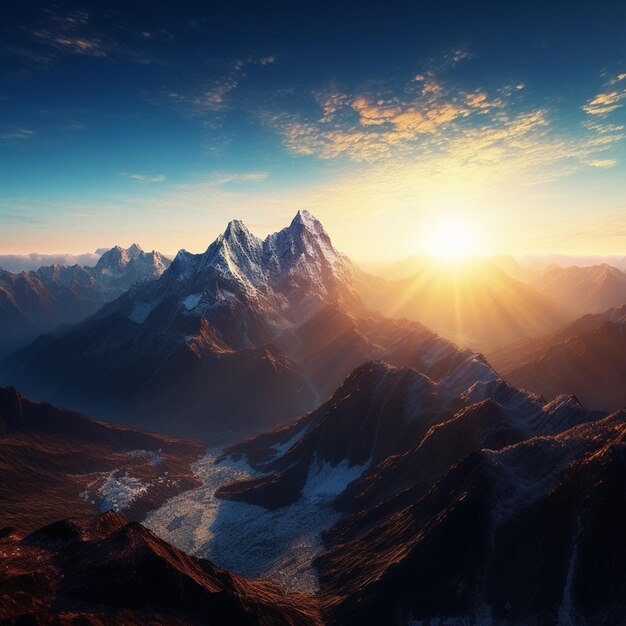 A sunrise over the mountains of nepal