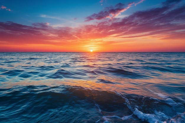 Photo sunrise over the ocean k horizon glow