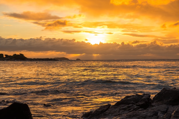 Sunrise over the ocean in Thailand.