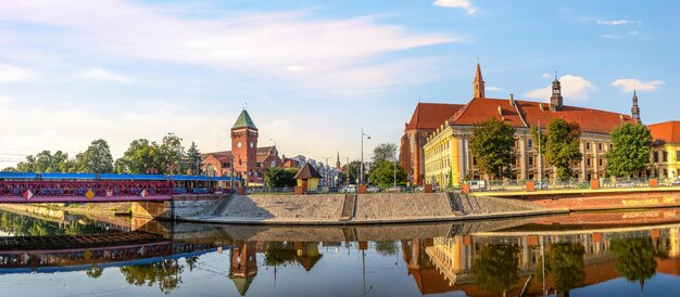 Sunrise on Odra river in Wroclaw Poland