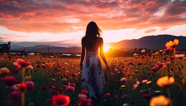 A sunrise photoshoot in a flower field