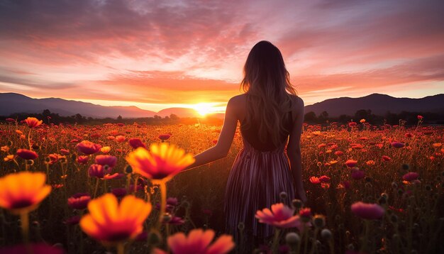 A sunrise photoshoot in a flower field