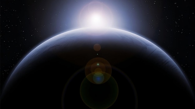 Sunrise over the planet earth Space background