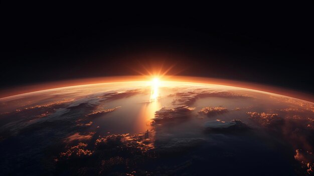 Photo sunrise over planet earth