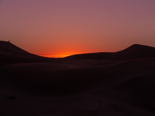 Foto alba nel deserto del sahara