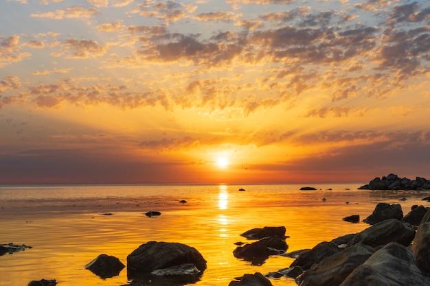 Sunrise over the sea and beautiful cloudscape 