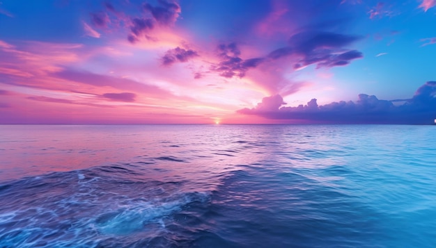 Sunrise over the sea and nice beach in purple color