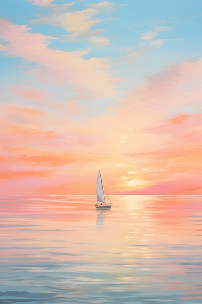 sunrise over the sea a single sailing boat