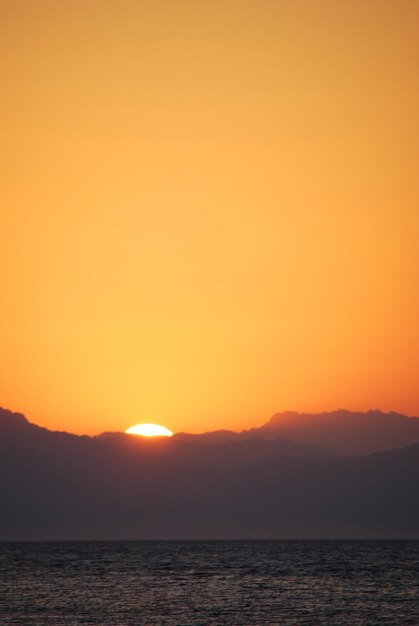 Sunrise on the sea with bergen in the summer and vacation