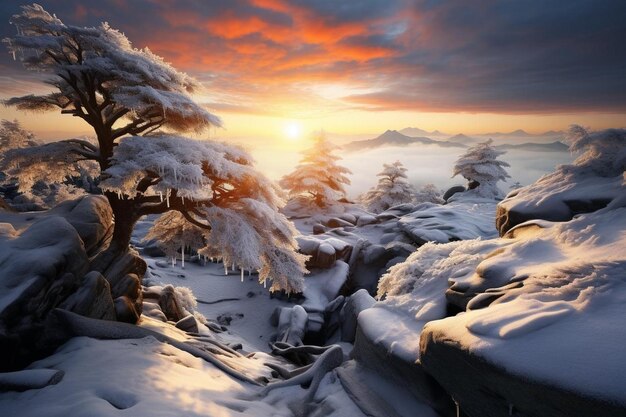 Sunrise Splendor on Deogyusan Mountains Winter Magic