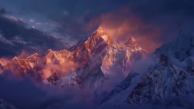 Прекрасный восход солнца в Гималаях