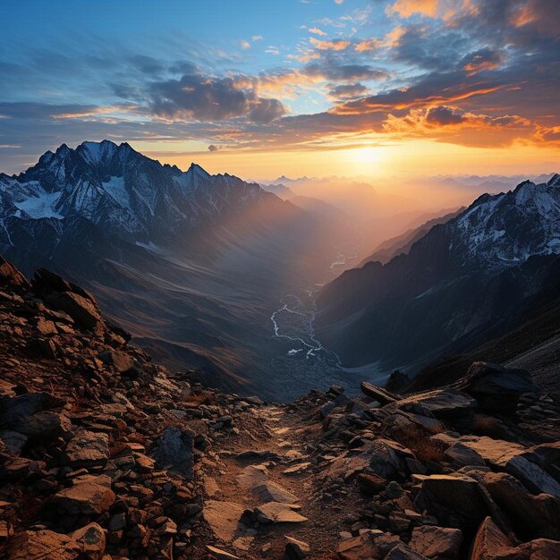 Sunrise Summit Spectacle Mountain Landscape Photo