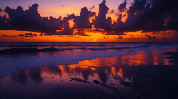 Sunrise and sunset over the beautiful tropical beach