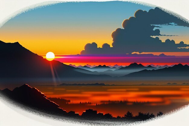 Foto all'alba al tramonto la luce del sole arancione nei campi forestali paesaggio sfondo carta da parati
