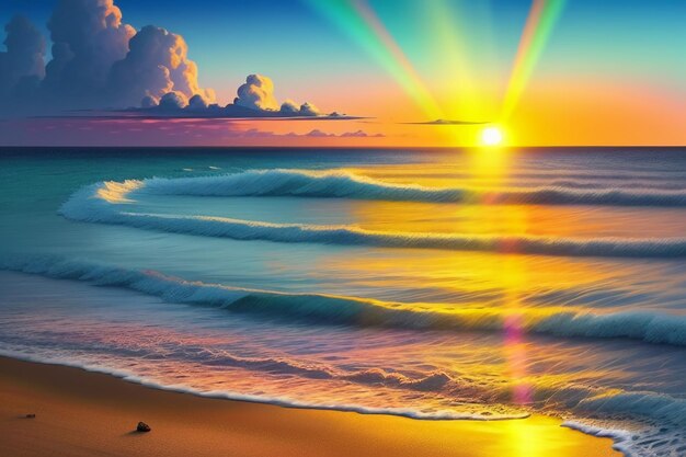 Восход и закат солнца свет на океане пляж остров красивый природный пейзаж обои фон