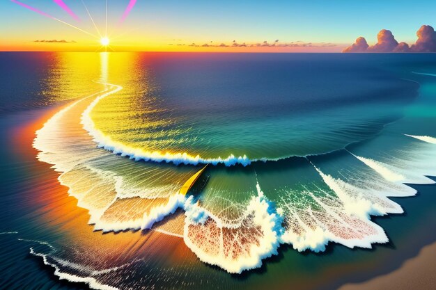 Sunrise and sunset light on the ocean beach island beautiful natural scenery wallpaper background