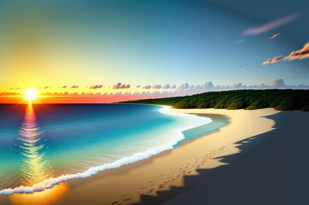 Sunrise and sunset light on the ocean beach island beautiful natural scenery wallpaper background