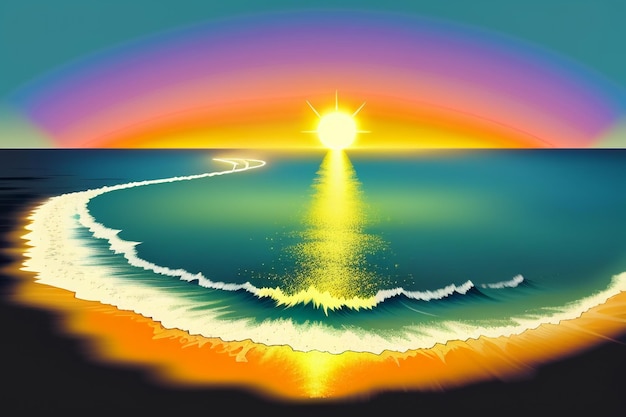 Foto alba e tramonto luce sull'oceano spiaggia isola bellissimo paesaggio naturale sfondo carta da parati
