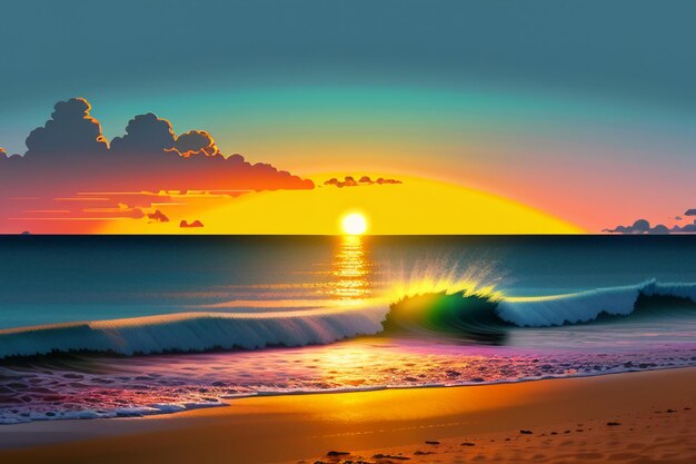 Sunrise and sunset light on the ocean beach island beautiful natural scenery wallpaper background