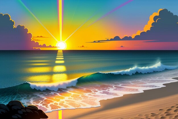 Sunrise and sunset light on the ocean beach island beautiful natural scenery wallpaper background