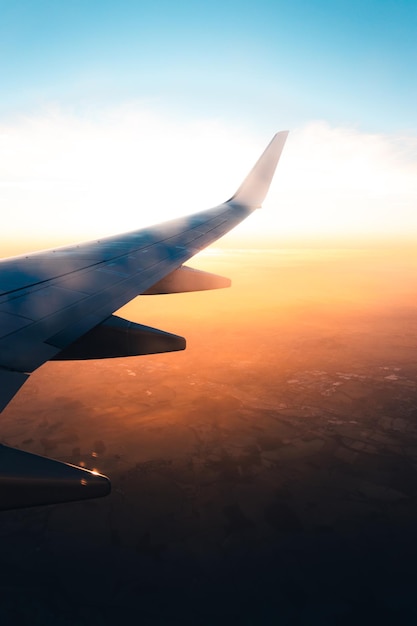 Sunrise through an airplane window