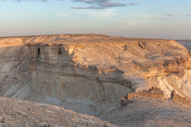 Sunrise over Ustyurt Plateau. District of Boszhir. The bottom of a dry ocean Tethys