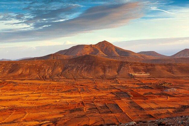 Sunrise on the volcanoes of la oliva