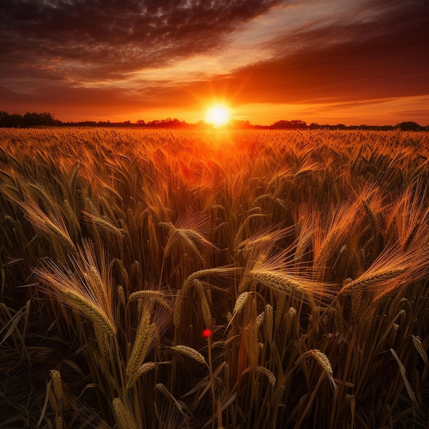 sunrise over a wheat field