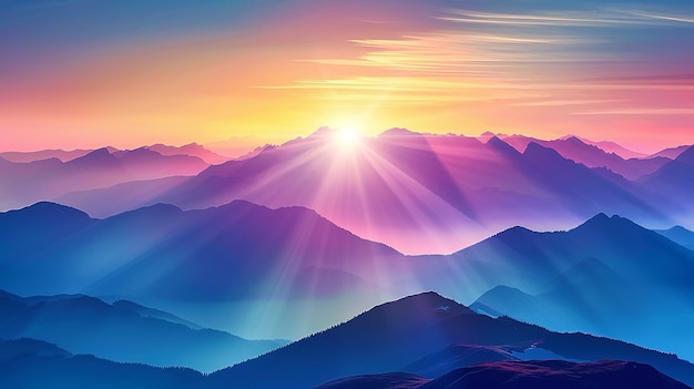 SunriseSunset in Mountains Fabulous Landscape