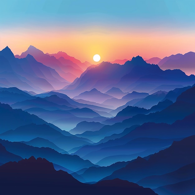 SunriseSunset in Mountains Fabulous Landscape