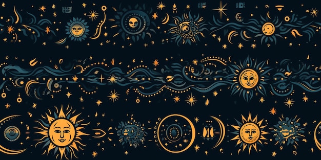 suns and moons style tattoo pattern