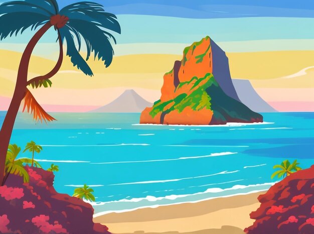 ハワイのナパリ海岸の太陽景色
