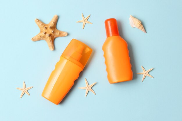 Sunscreens on a colored background protection of the skin