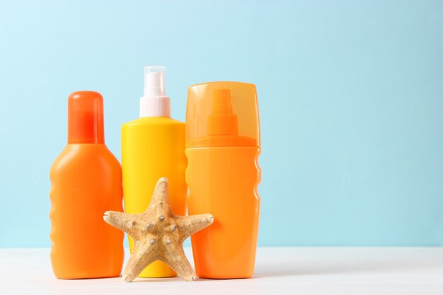 Sunscreens on a colored background protection of the skin