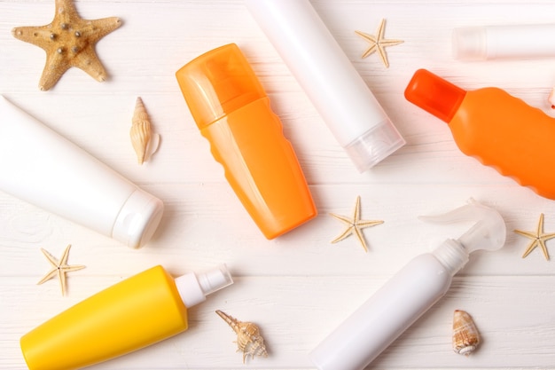 Sunscreens on a colored background protection of the skin
