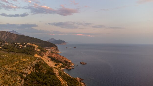 Sunset over the adriatic sea in montenegro last minutes of sunset