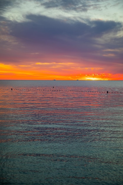 Sunset over the adriatic sea in montenegro last minutes of sunset