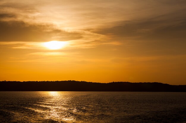 Sunset on Amazon river