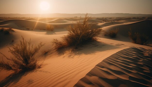 Sunset over the arid african landscape a tranquil scene of beauty generated by artificial intelligence