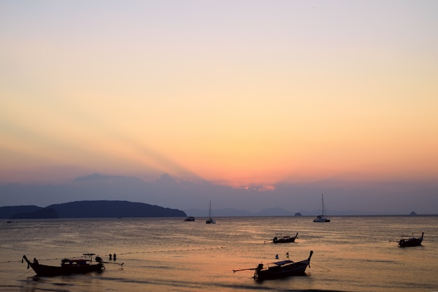 Sunset the beach of Ao Nang Krabi